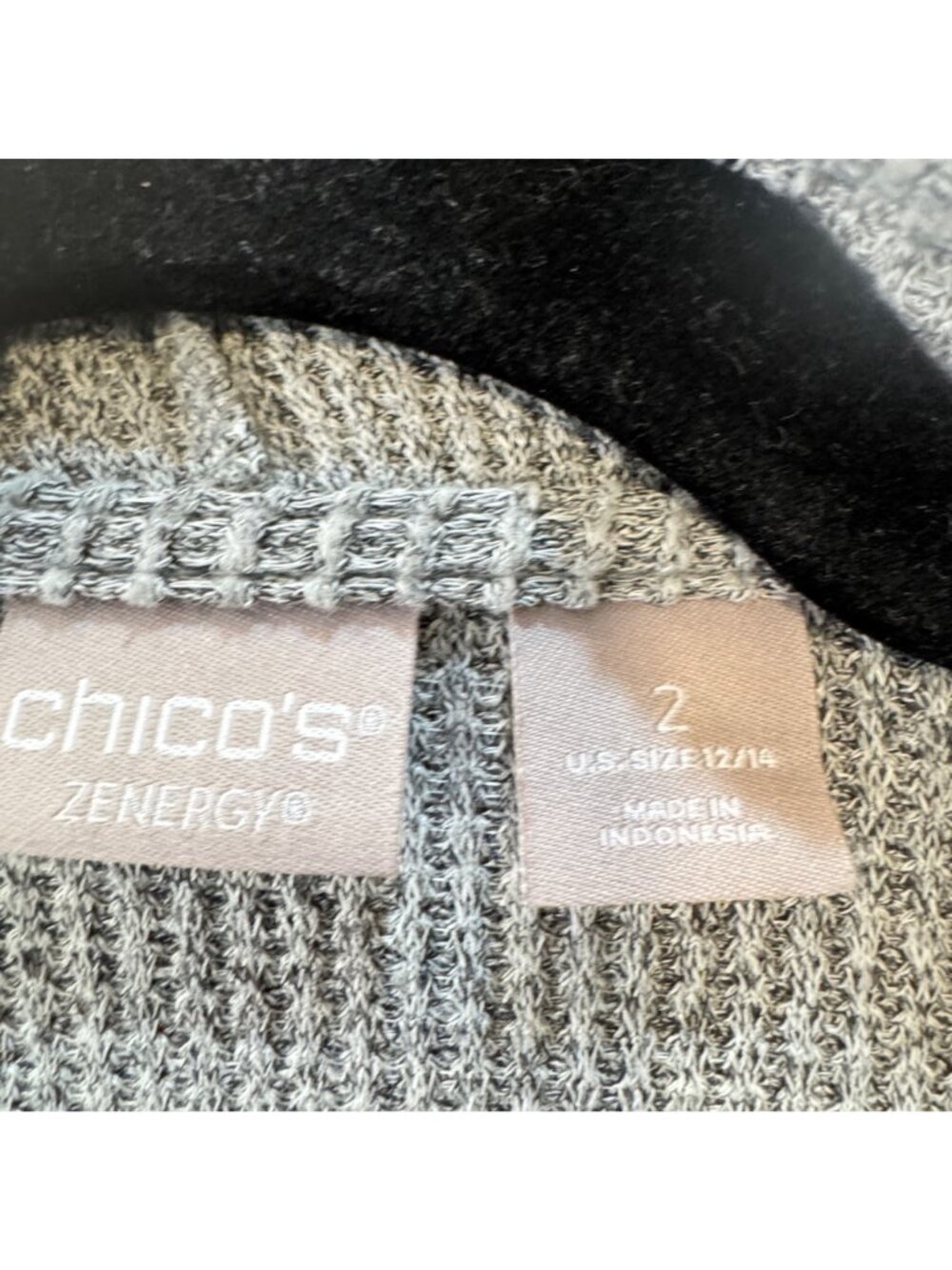 Chico's Zenergy Convertible Cardigan Kimono Grey Waffle Size 2 (12) Cozy - Picture 5 of 9